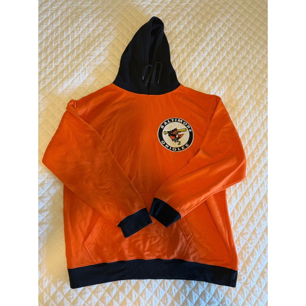 Baltimore Orioles Stitches Cooperstown Collection Hoodie Orange Black Mens 2XL
